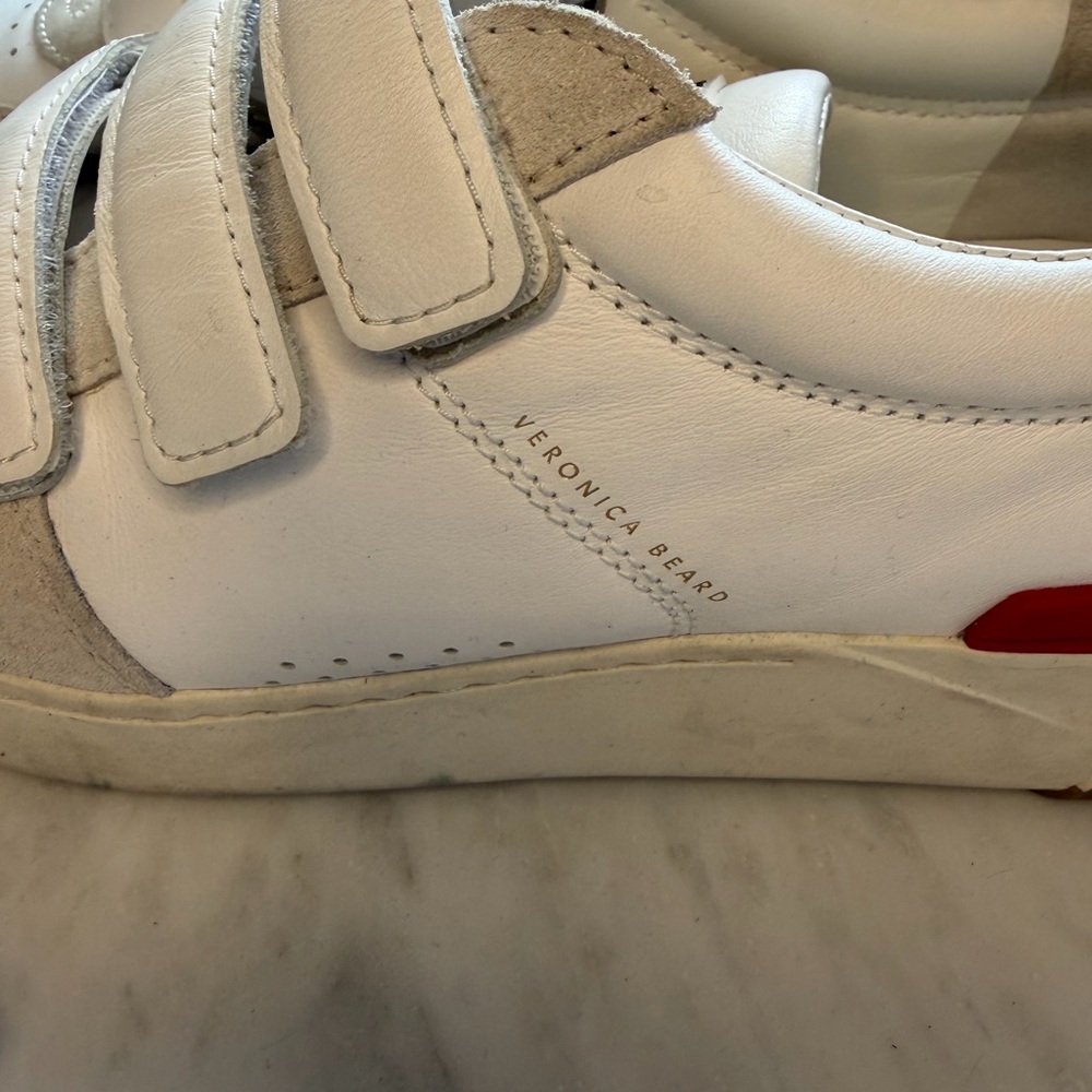 Veronica Beard White Sneakers with Red and Silver Accents - Picture 4 of 12